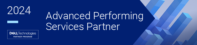 Graphic  showing Ergo recognized by Dell as an Advanced Performing Services Partner for 2024.