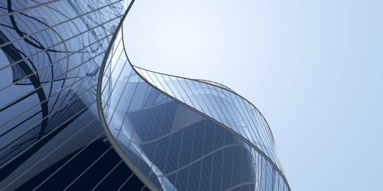 A modern glass architectural structure symbolizes the strength and synergy of Dell PowerStore and VMware vSphere Foundation working better together.